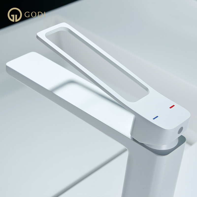 GODI High quality low price zinc single handle white bathroom faucet for bathroom and Kitchen