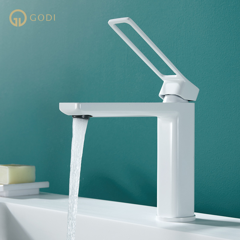 GODI High quality low price zinc single handle white bathroom faucet for bathroom and Kitchen