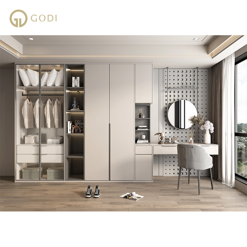 GODI Modern Wooden Board Modular custom Closet Wardrobe Set Customized systems organizer Bedroom wardrobe Closet