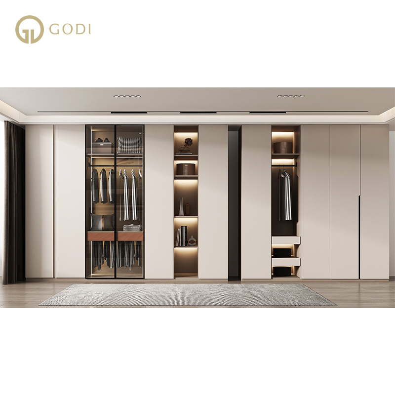 GODI China wholesale modern bedroom wooden grey wardrobe closet two door wardrobe designs for home bedroom