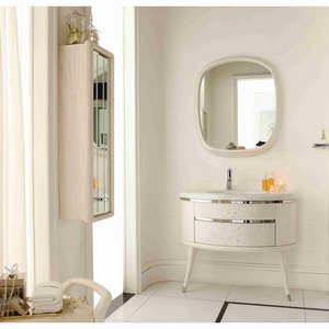 Elegant design  curved shape wooden bathroom cabinet vanity with lacquer finish Y-05