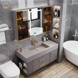 GODI cheap price selling products 24 inch modern gold bathroom mirror cabinet under sink  combination with vanity bathroom