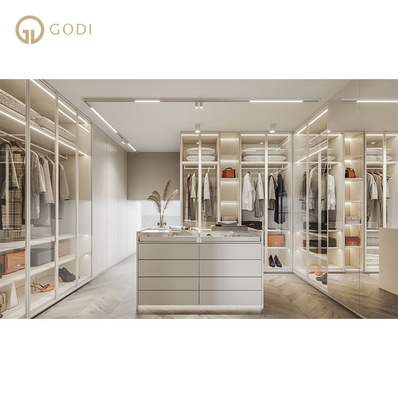 GODI Customized Bedroom Storage System Amoires Wardrobe Luxurious Women Dressing Room Walk In Closet