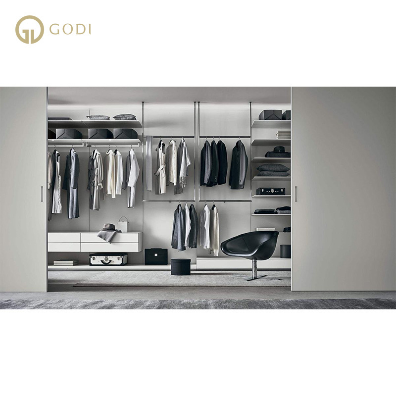 GODI Modern Wooden Board Modular custom Closet Wardrobe Set Customized systems organizer Bedroom wardrobe Closet