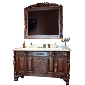 Euro classic French style double sink solid wood bathroom cabinet vanity