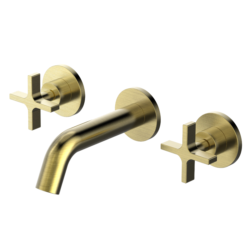 GODI Modern Wall Mounted Bathroom Basin Faucets Brass Water Mixer Embedded Box Washroom Sink Tap In Wall Faucet