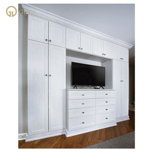 GODI European style wardrobe modern simple economy bedroom wooden cabinet assembly wardrobe with tv cabinet