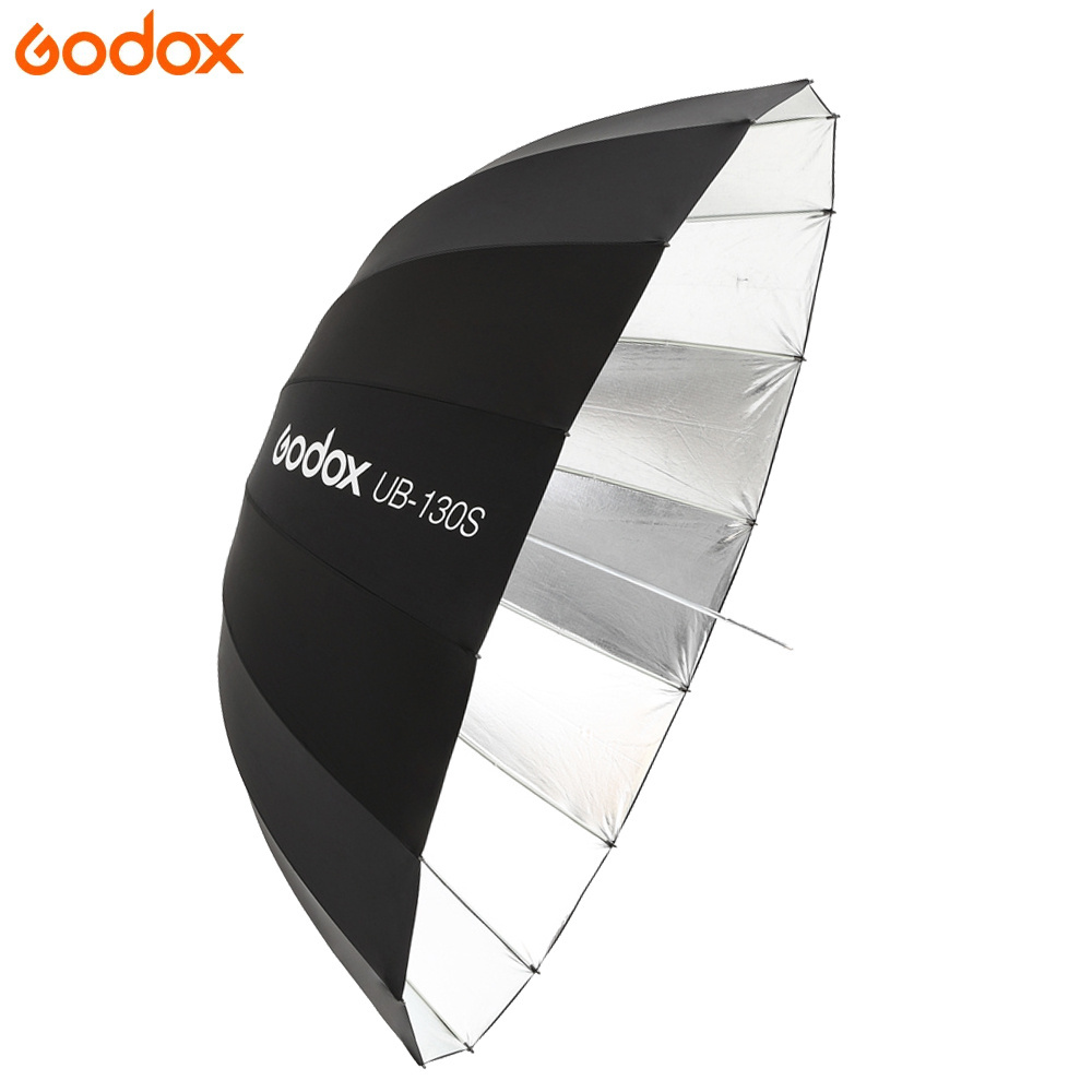 Godox UB-130S 51Inch130cm inner silvery Parabolic Black Reflective Umbrella Studio Light Umbrella for Photography Video Shooting