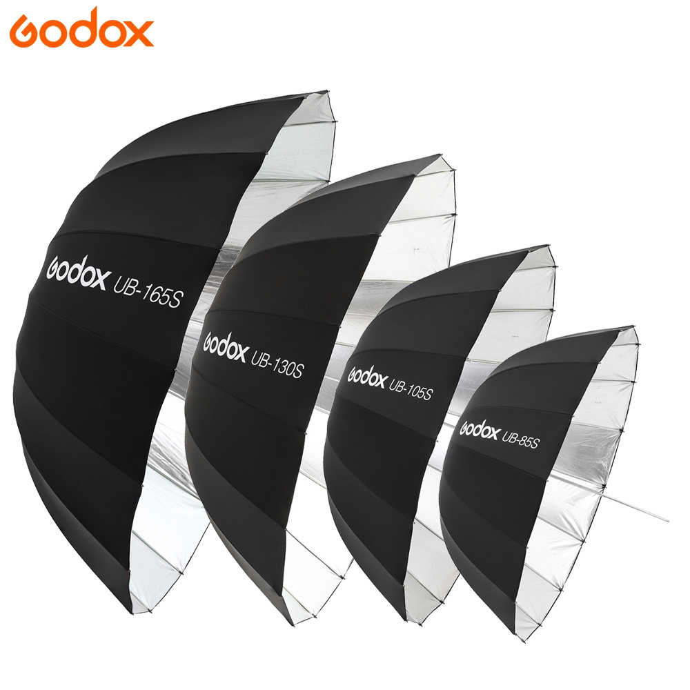 Godox UB-130S 51Inch130cm inner silvery Parabolic Black Reflective Umbrella Studio Light Umbrella for Photography Video Shooting