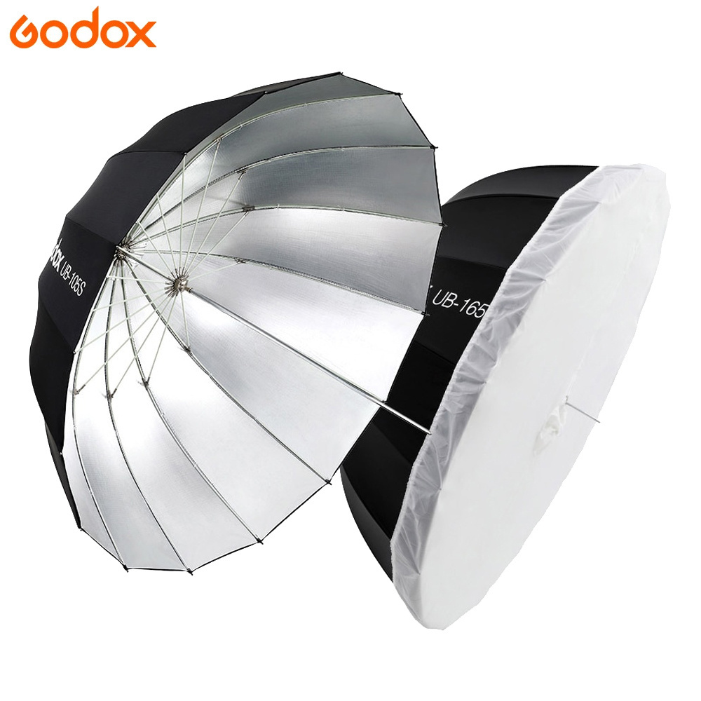 Godox UB-130S 51Inch130cm inner silvery Parabolic Black Reflective Umbrella Studio Light Umbrella for Photography Video Shooting