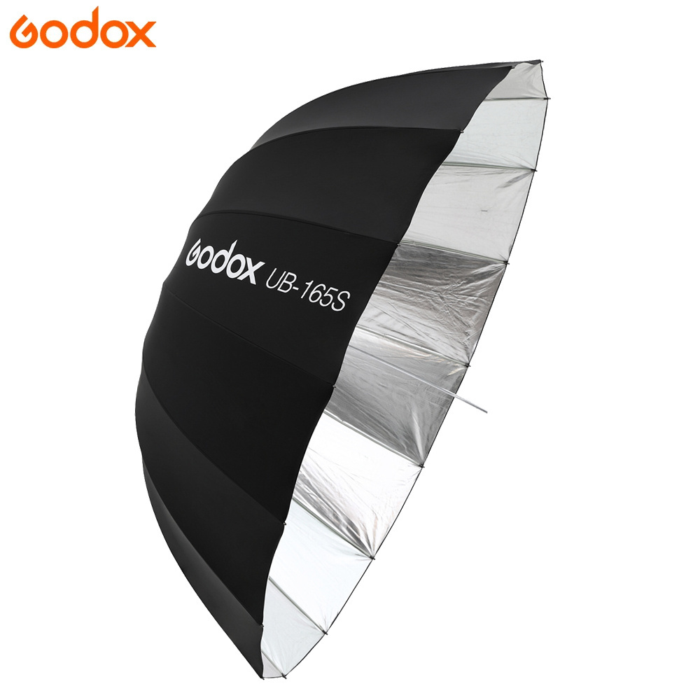 Godox UB-165S 65Inch165cm inner silvery Parabolic Black Reflective Umbrella Studio Light Umbrella for Photography Video Shooting