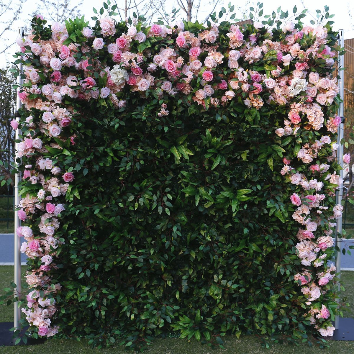 High quality backdrop flower wall roll up artificial plant wall hanging fake flowers for door shop decor