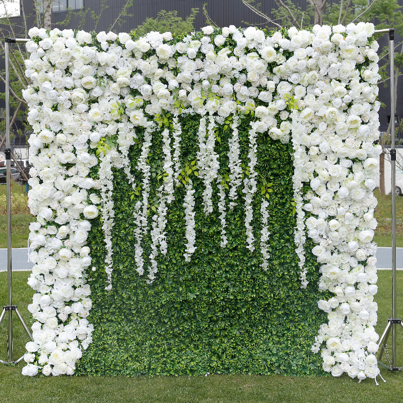 High quality backdrop flower wall roll up artificial plant wall hanging fake flowers for door shop decor