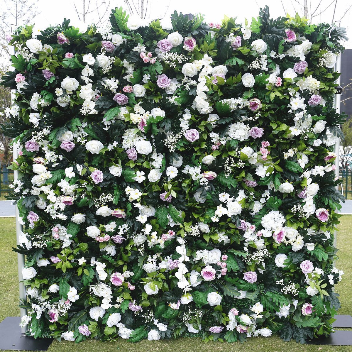 Shopping window outdoor artifical green wedding flowers walls back drop roll up flower wall panel