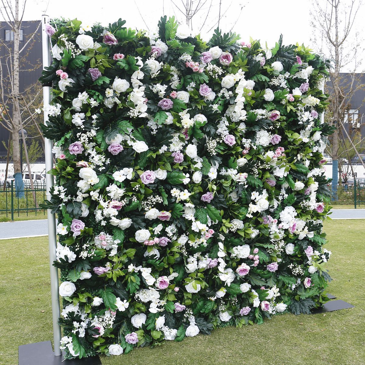 Shopping window outdoor artifical green wedding flowers walls back drop roll up flower wall panel