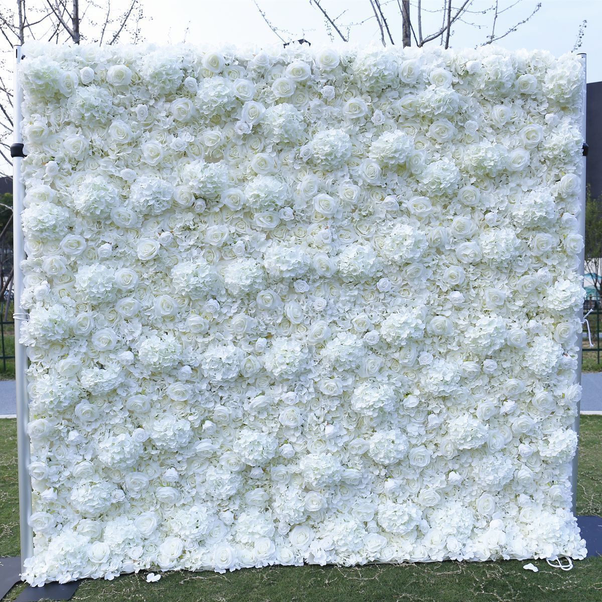 Wedding and Party Decor Artificial White Rose Artificial 3D Flower Wall