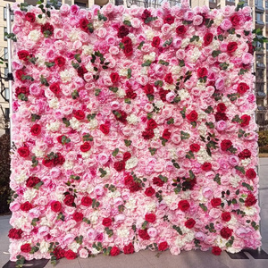 Wedding stage artificial flower decorative pink artificial flower wall panel backdrop for wedding