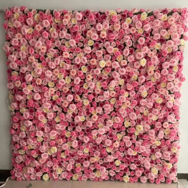 Silk pink rose decor backdrop artificial flowers wall backdrop wedding decoration