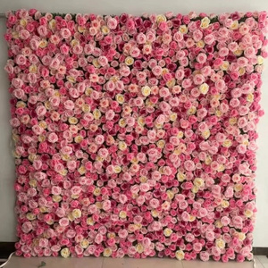 Silk pink rose decor backdrop artificial flowers wall backdrop wedding decoration