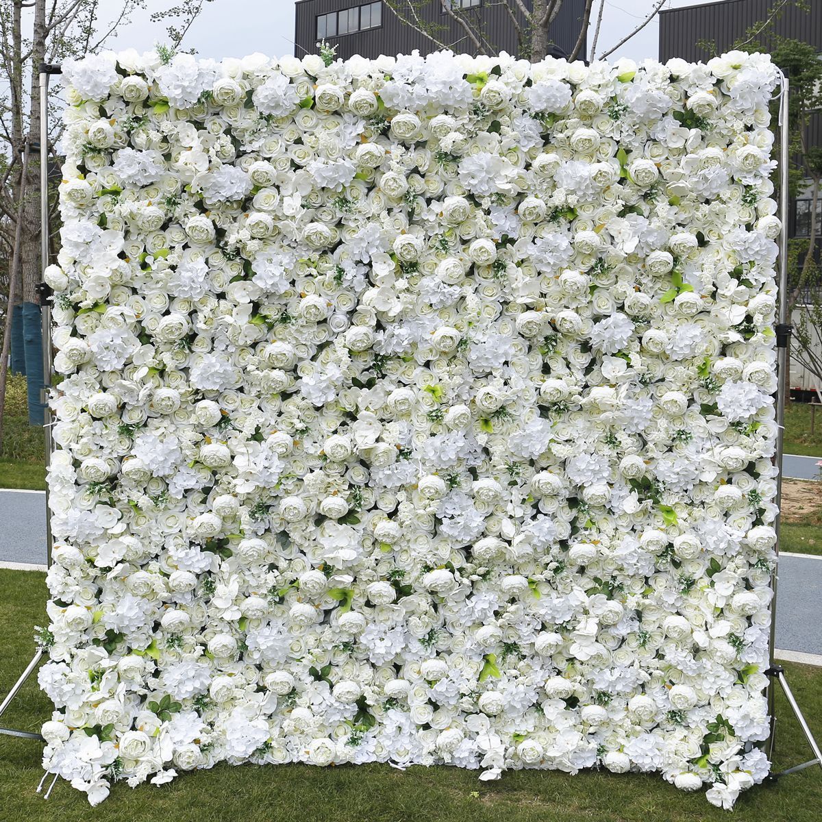 Wedding and Party Decor Artificial White Rose Artificial 3D Flower Wall