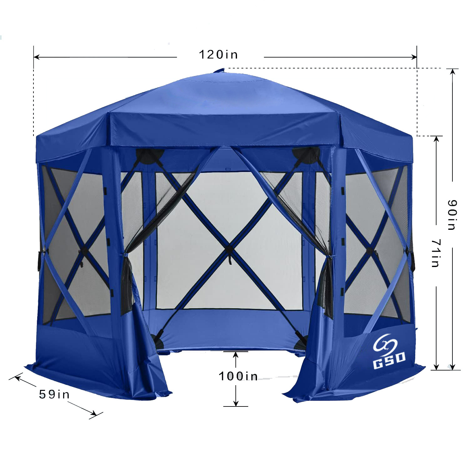 GodsWord Style Outdoor Camping Hexagonal Automatic Canopy Dome Tent 5-6 Person Portable Gazebo Family Party Screen Pop Up Tent