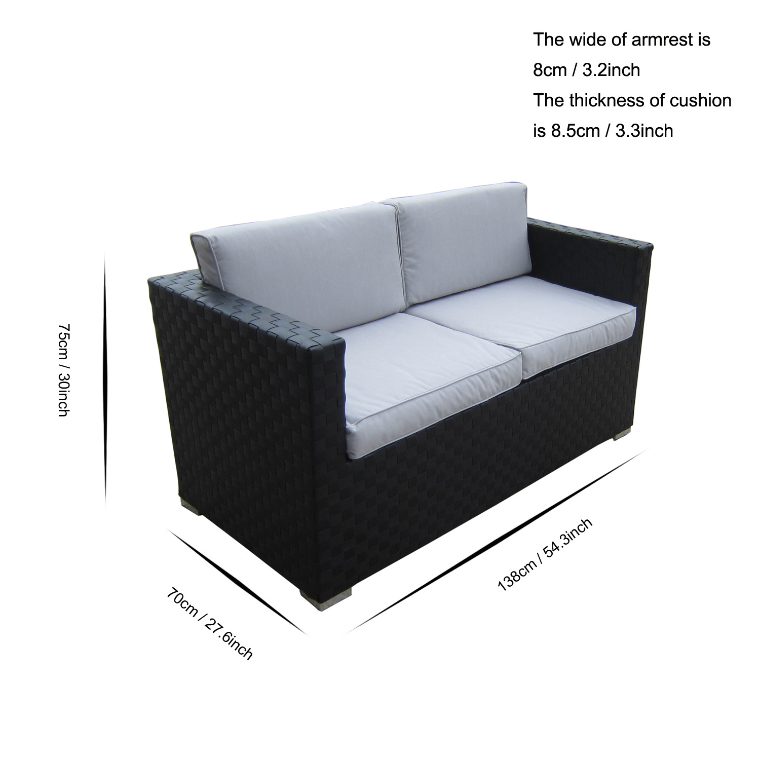 GSD Outdoor Patio Furniture Set Modular Garden PE Rattan Sofa Set Furniture Ottoman and Tea Table Aluminum PE Wicker Furniture