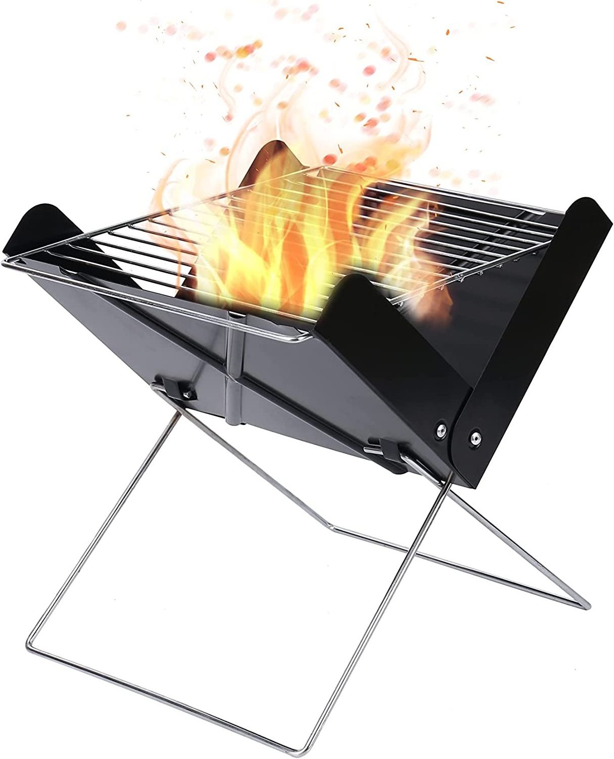 GSD Portable Tabletop Camping Charcoal Grills Foldable Ultralight Camping Wood Burning BBQ Grill Stove for Indoor and Outdoor