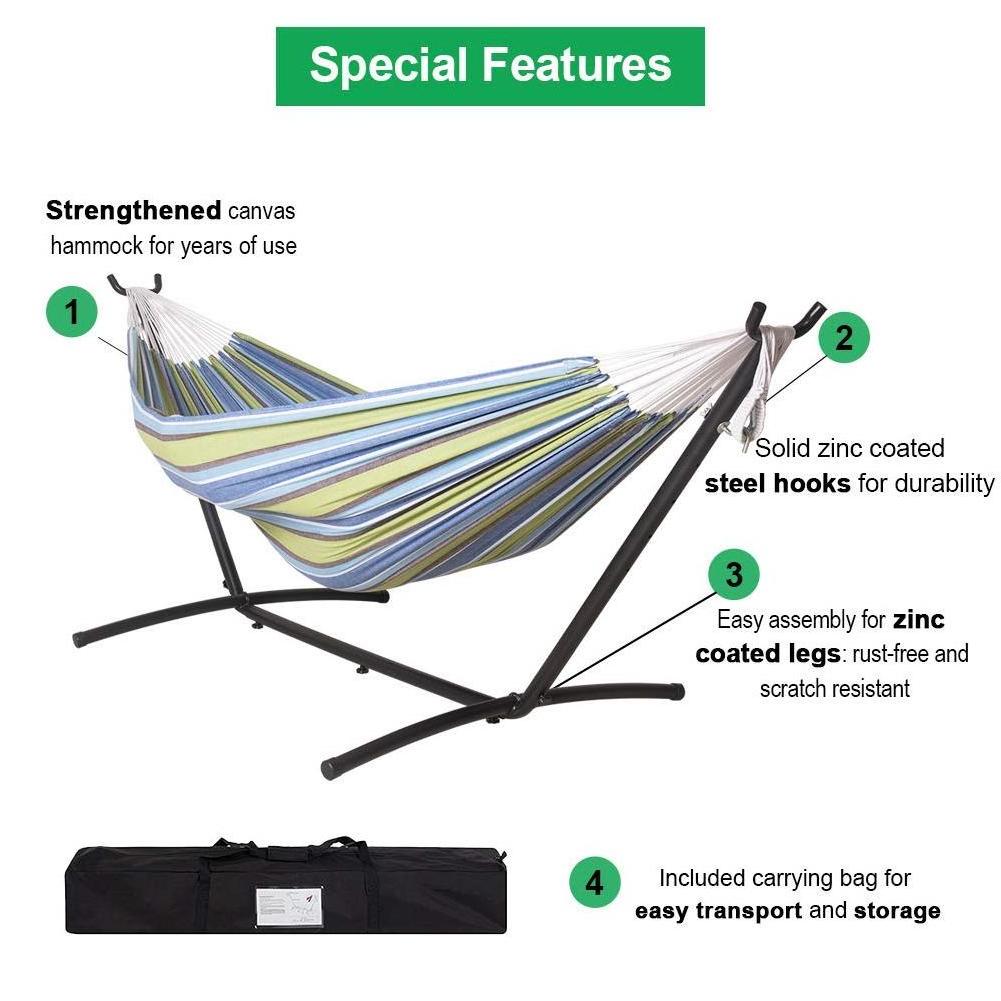 Garden Hammock With Stand Outdoor Ultralight Camping Hammock Portable Metal Frame Hammock Bed with Stand