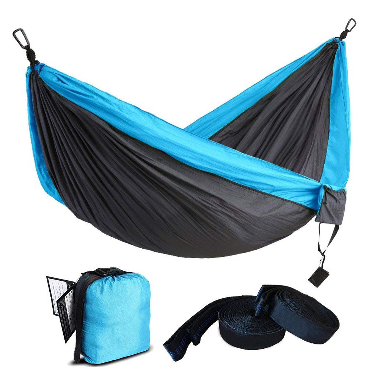 Double Camping Hammock with Tree Straps Lightweight Nylon Parachute Hammock For Backpacking Travel Portable Nylon Hammocks