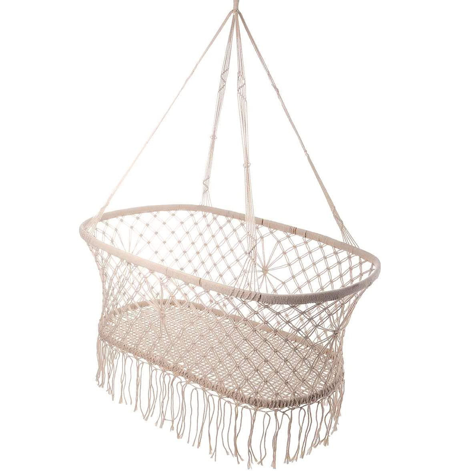 Indoor Hanging Swing Baby Sleep Hammock Bed with Tassels Stroller Fringes Knit Hanging Bassinet Swing Sleep Bed Hammock for Baby