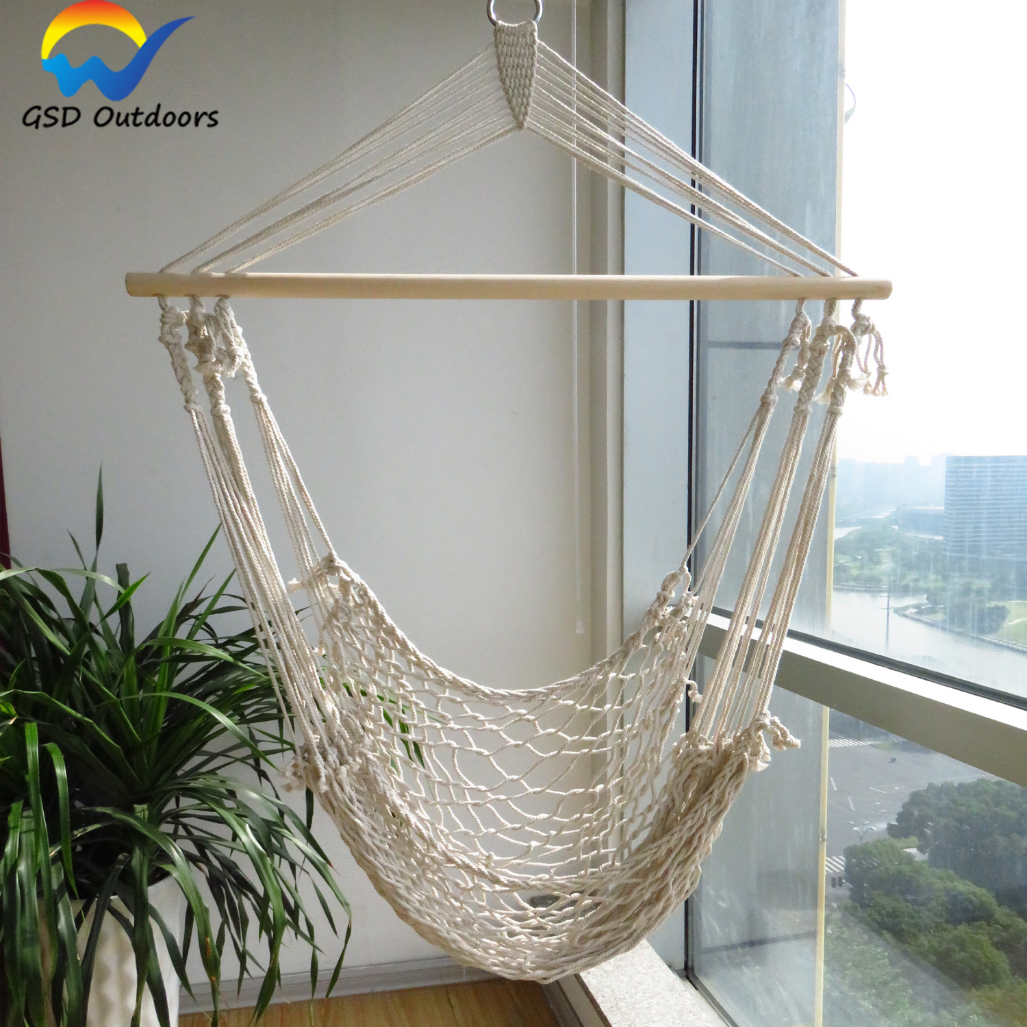 Wholesale Cotton Rope Netting Hanging Swing Hammock Chair Indoor Kids Play Swing Hanging Chair with Spreader Bar