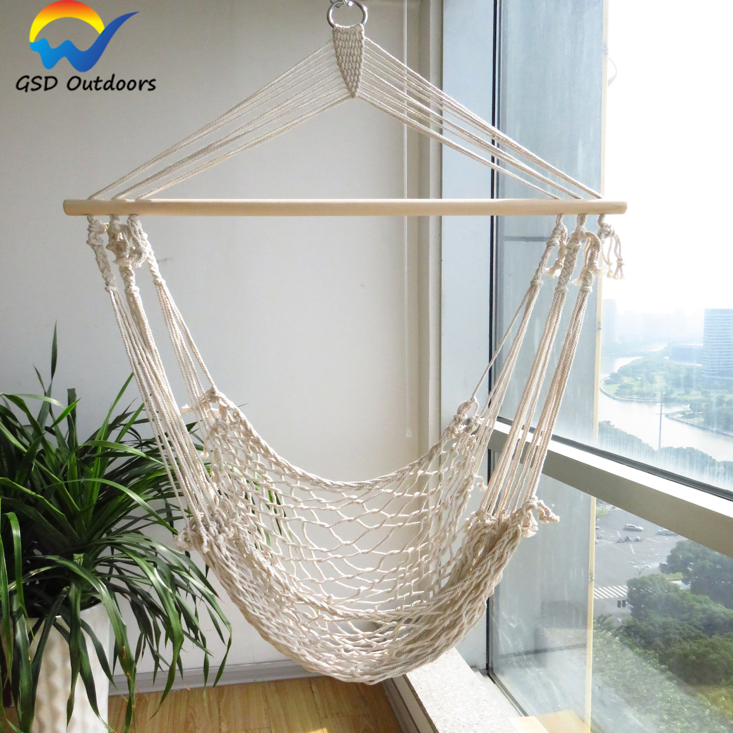 Wholesale Cotton Rope Netting Hanging Swing Hammock Chair Indoor Kids Play Swing Hanging Chair with Spreader Bar