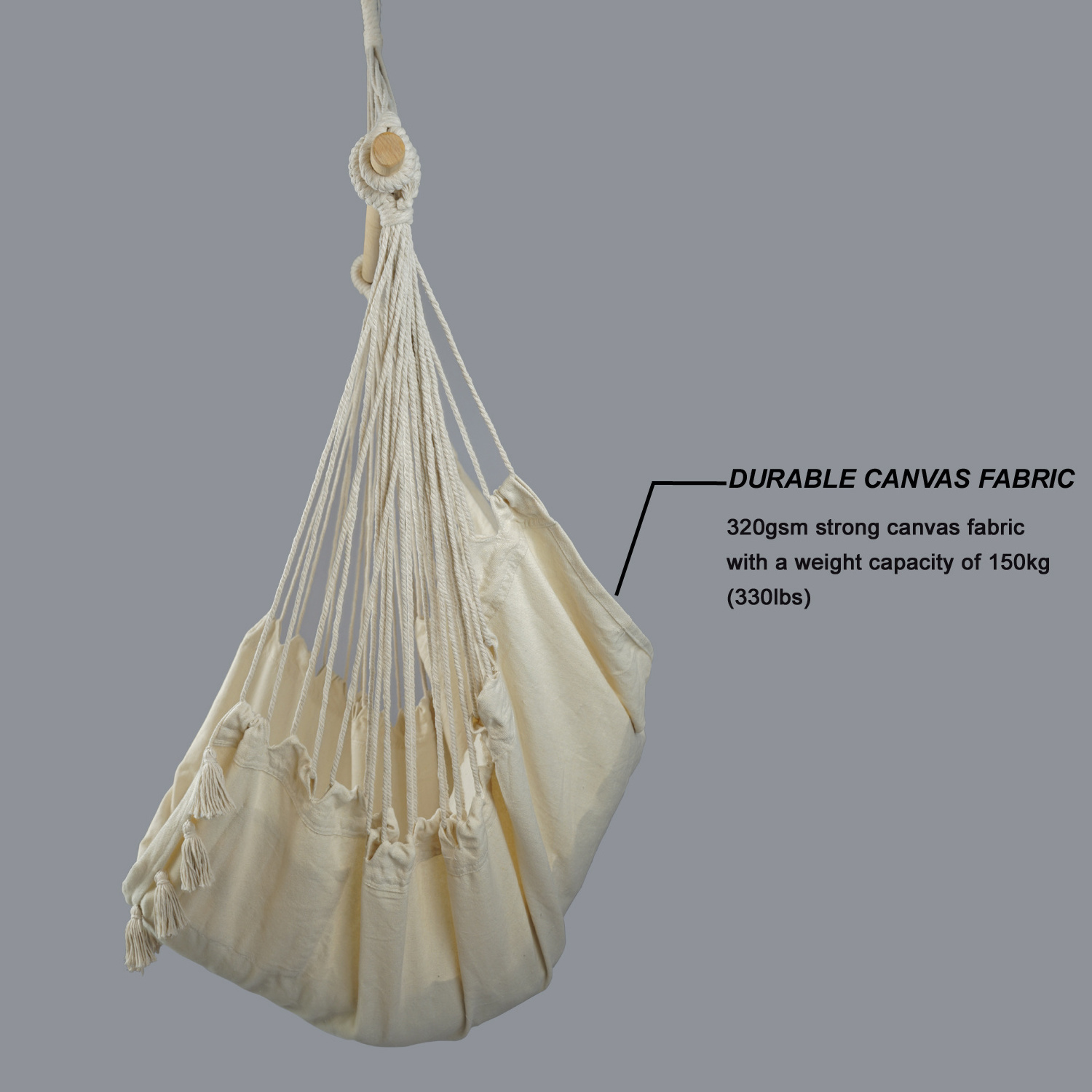 Macrame Swing Hammock Chair With Tassels Indoor Hanging Swing Chair with Two free Pillow and Pocket