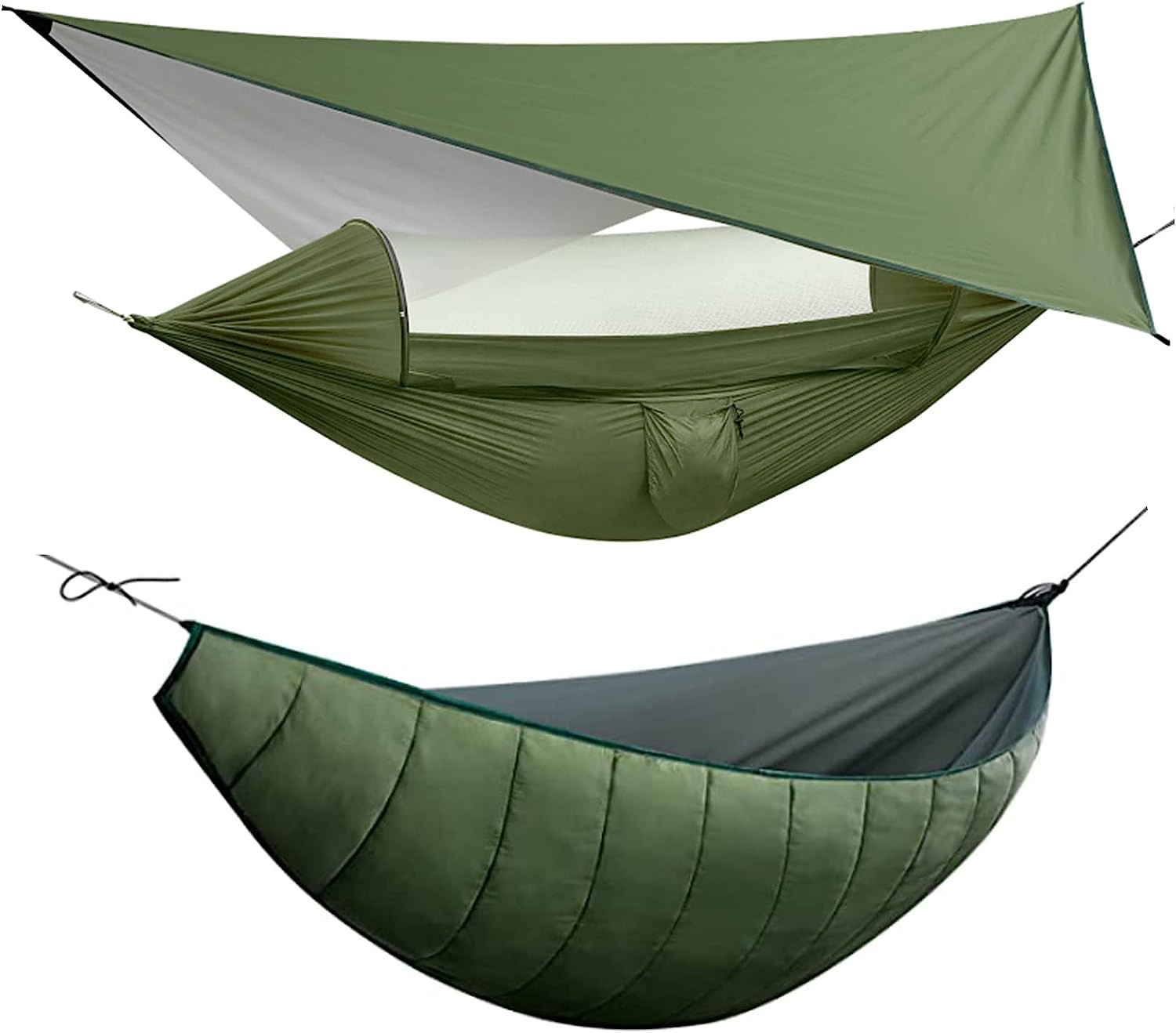 Outdoor Camping Mosquito Hammock With Rain Fly Double Person Portable Warm Quilted Pop Up Nylon Hammock Tent Underquilt Hammock BestSuppliers