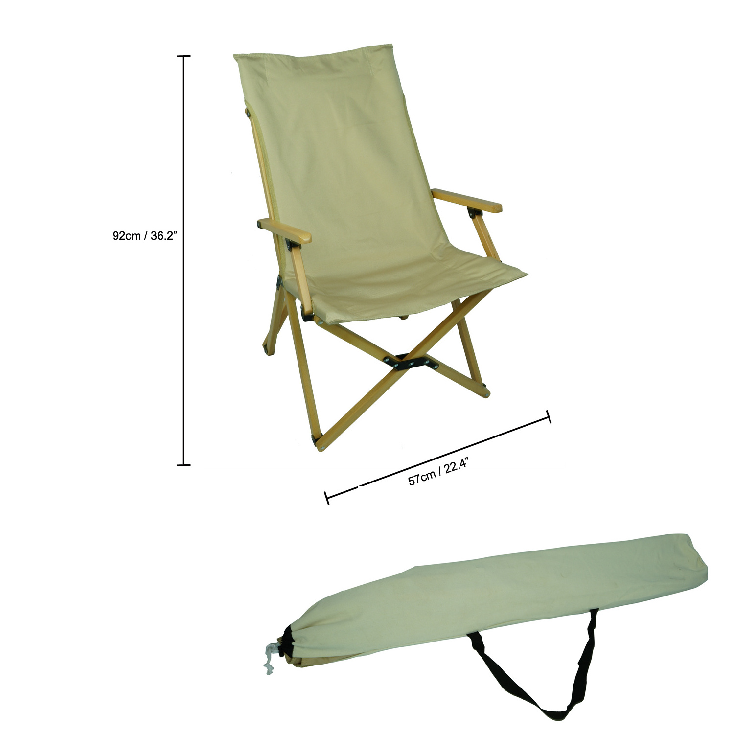 Outdoor Folding Armrest Fishing Wooden Camping Beach Chair Beech wood Frame Portable Foldable Canvas Deck Chair with Armrest