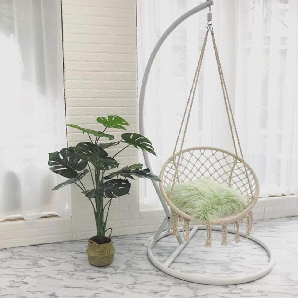 Round Hammock Chair with Hanging Kit Handmade Knitted Mesh Cotton Rope Macrame Swing Chairs For Garden Patio Outdoor