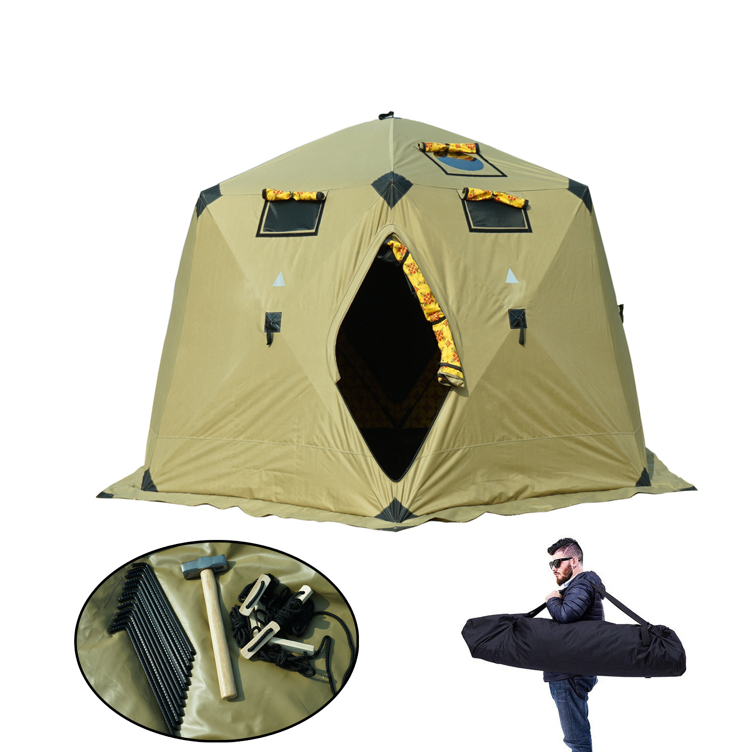 GodsWord Outdoor Automatic Desert Camping Tent 5-6 Person New Style Double Layer Large Family Saudi Arabia Pop Up Tent For Sale