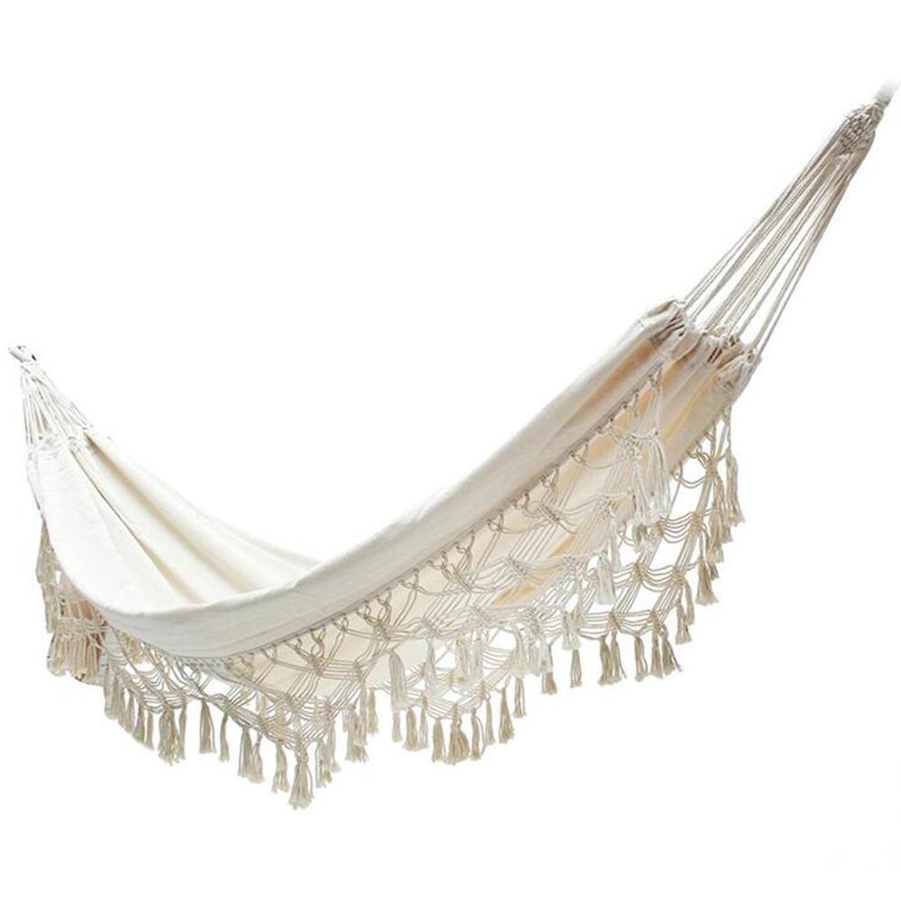 Wholesale Cheap Custom Linen Cotton Camping Outdoor Hammock with Macrame Beach Swing Hammock Bed Indoor Hammock Chair Swing