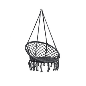 Round Hammock Chair with Hanging Kit Handmade Knitted Mesh Cotton Rope Macrame Swing Chairs For Garden Patio Outdoor