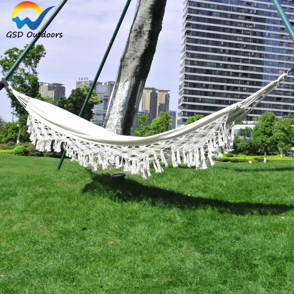 Double Person Outdoor Camping Hammock Wholesale Large Size Macrame Canvas Hammock with Tassels