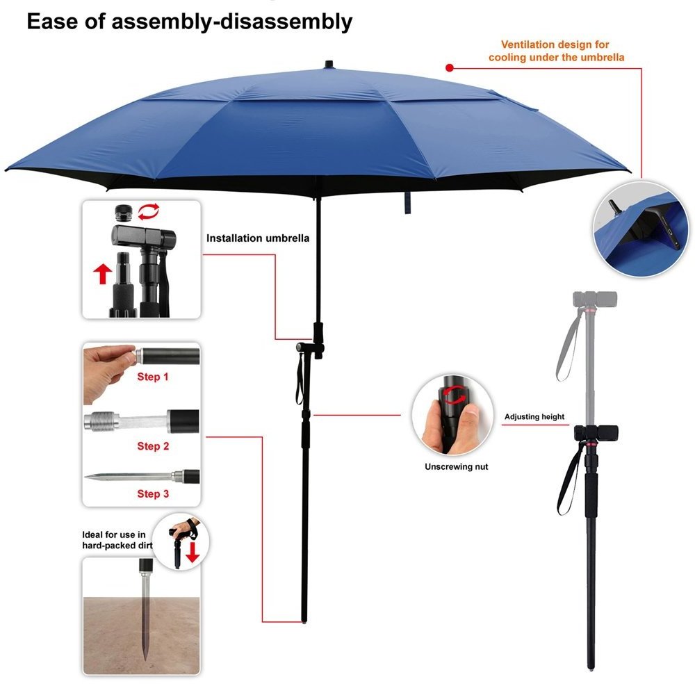 Outdoor Portable Sun Shade Beach Umbrella Adjustable Ultralight Anti-UV Camping Beach Umbrella with Shade