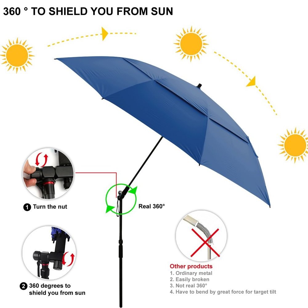 Outdoor Portable Sun Shade Beach Umbrella Adjustable Ultralight Anti-UV Camping Beach Umbrella with Shade