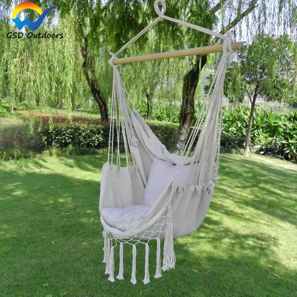 Outdoor Hammock Swing Chair with Tassels Indoor Leisure Kids Play Hanging Hammock Chair Macrame Hammock Hanging Chair