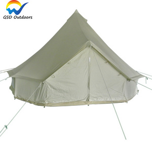 Luxury Outdoor Waterproof Four Season Family Camping Winter Glamping Cotton Canvas Yurt Bell Tent with Mosquito Screen Door