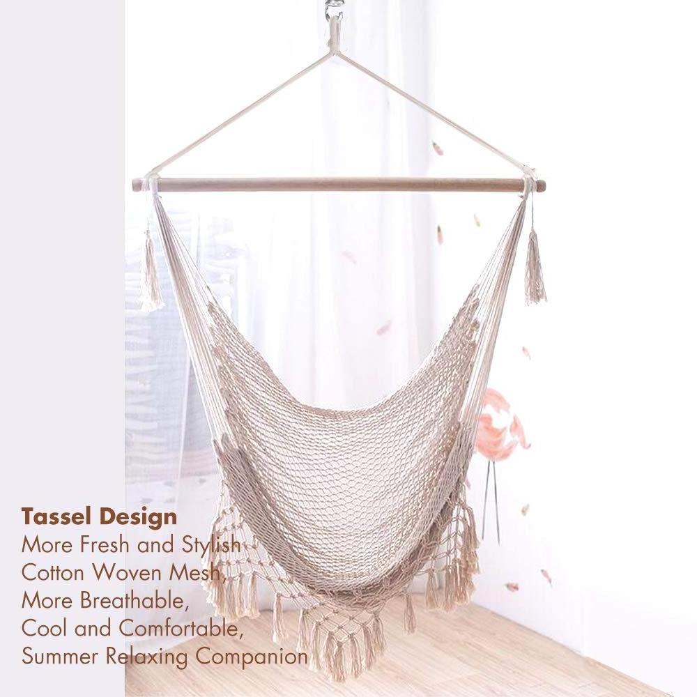 Cotton Netting Swing Chair Hammock Outdoor Portable Compact Hanging Hammock Canvas Rope Weave Mesh Macrame Hammock