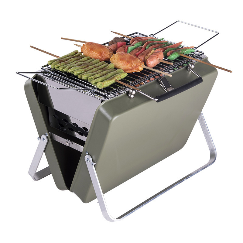 Portable Charcoal BBQ Grill Portable Charcoal Grill Non-Stick BBQ Grid Handheld Stainless Steel Park Grills For Outdoor Picnic