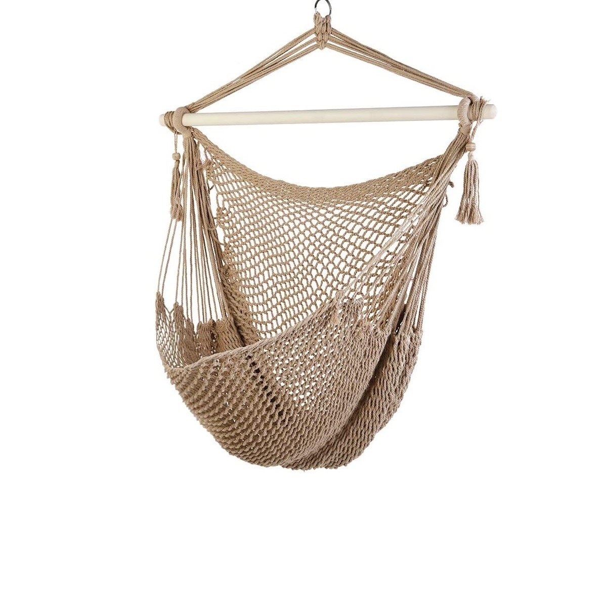 Hammock Chair Hanging Rope Swing Seat with Hardware Kits Handmade cotton Mesh Net Hanging chair Lightweight Hammock chair