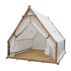 Outdoor Unique Glamping Luxury Tent Waterproof Yurt Triangular House Safari Hotel Restaurant Canvas Tent With Wooden Frame