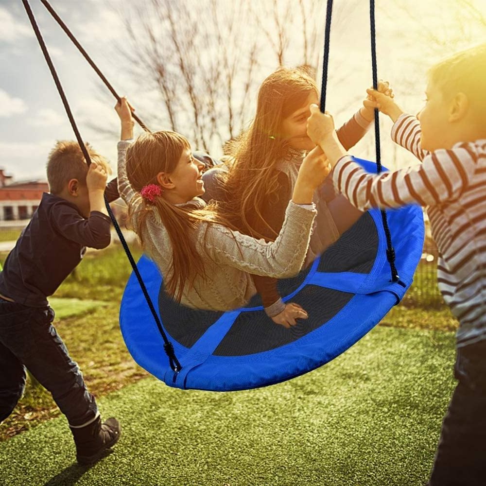 Outdoor Round Tree Swing For Kids 40 Inch Round Flying Saucer Swing Chair Large Tree Swings For Children With Hanging Kit