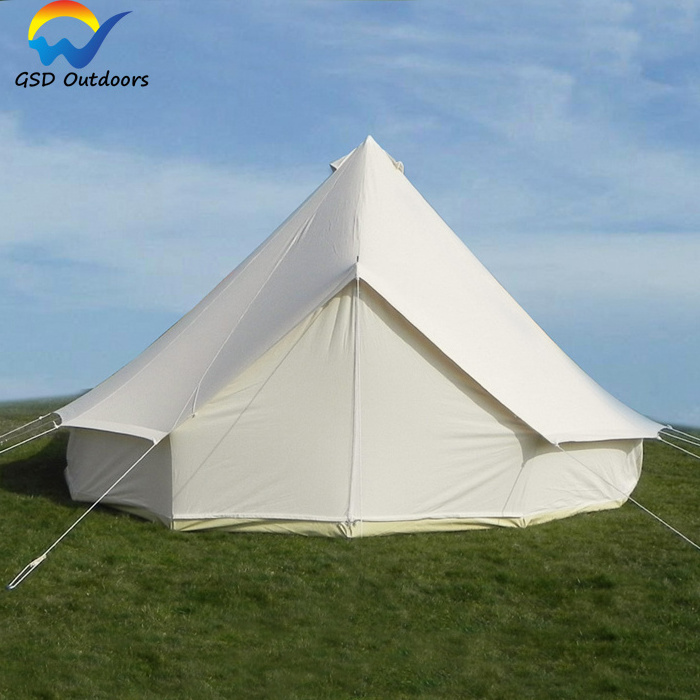 Luxury Outdoor Waterproof Four Season Family Camping Winter Glamping Cotton Canvas Yurt Bell Tent with Mosquito Screen Door